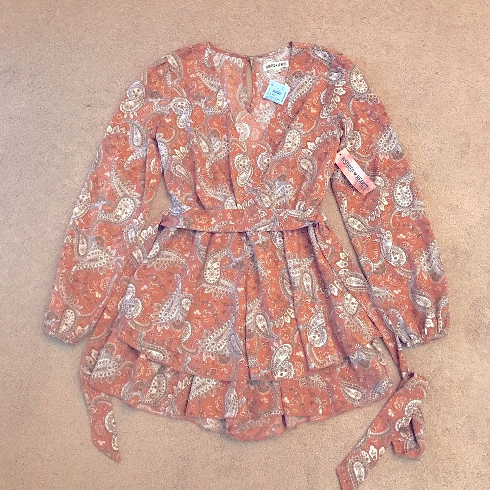 Inspired Hearts Romper Skort NEW Size S Paisley Floral Belt Whimsy Cottage Gift